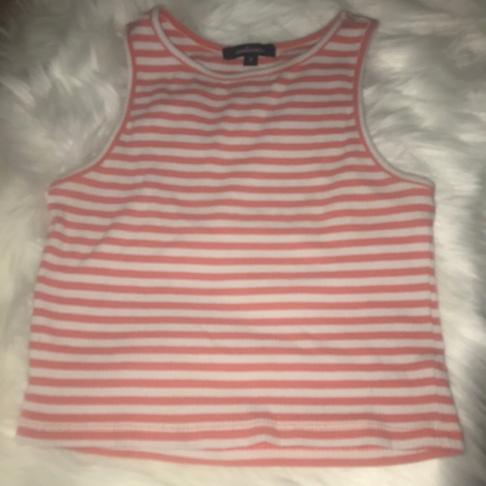 PINK AND WHITE STRIPED CROP TOP
